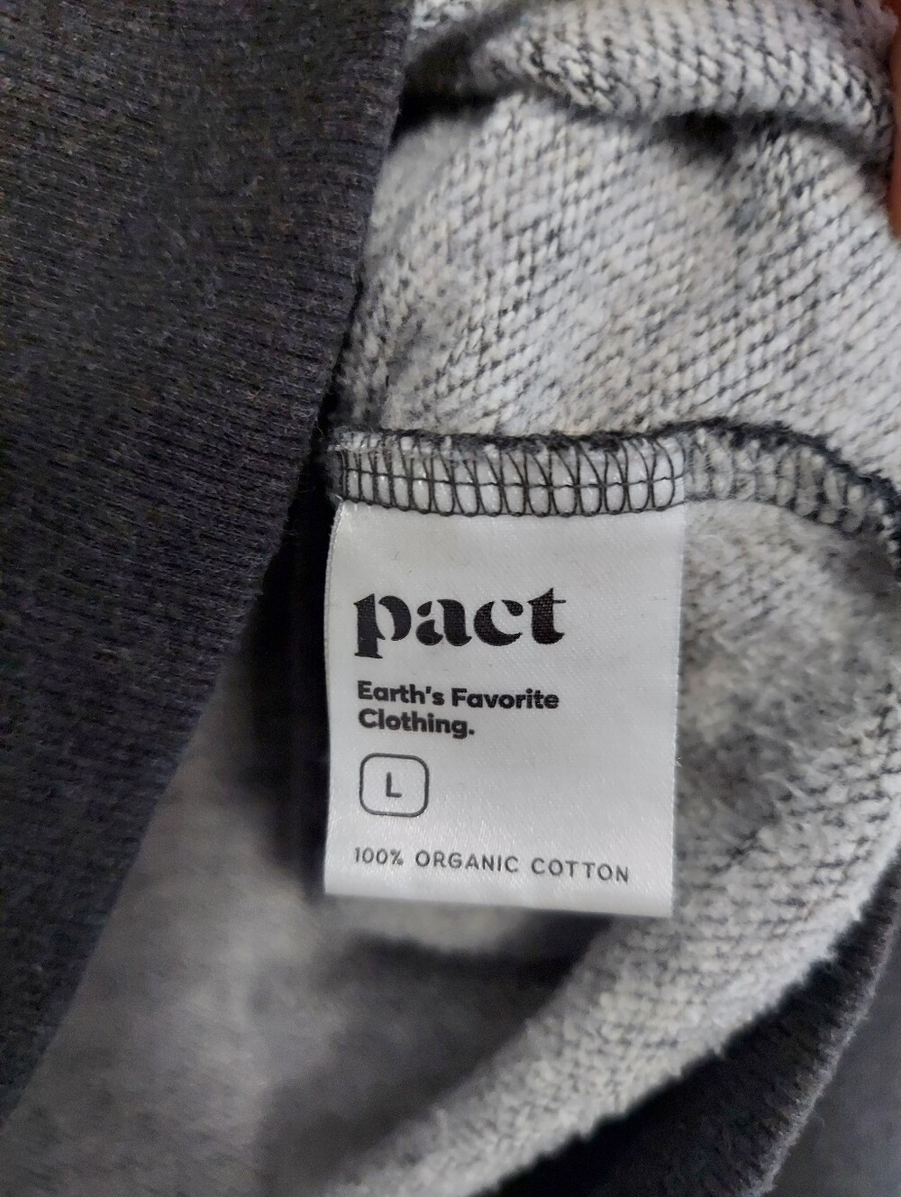 PACT Cropped Graphic "CITY ZEN EARTH" Sweatshirt Dark Gray Women Large - Picture 4 of 9